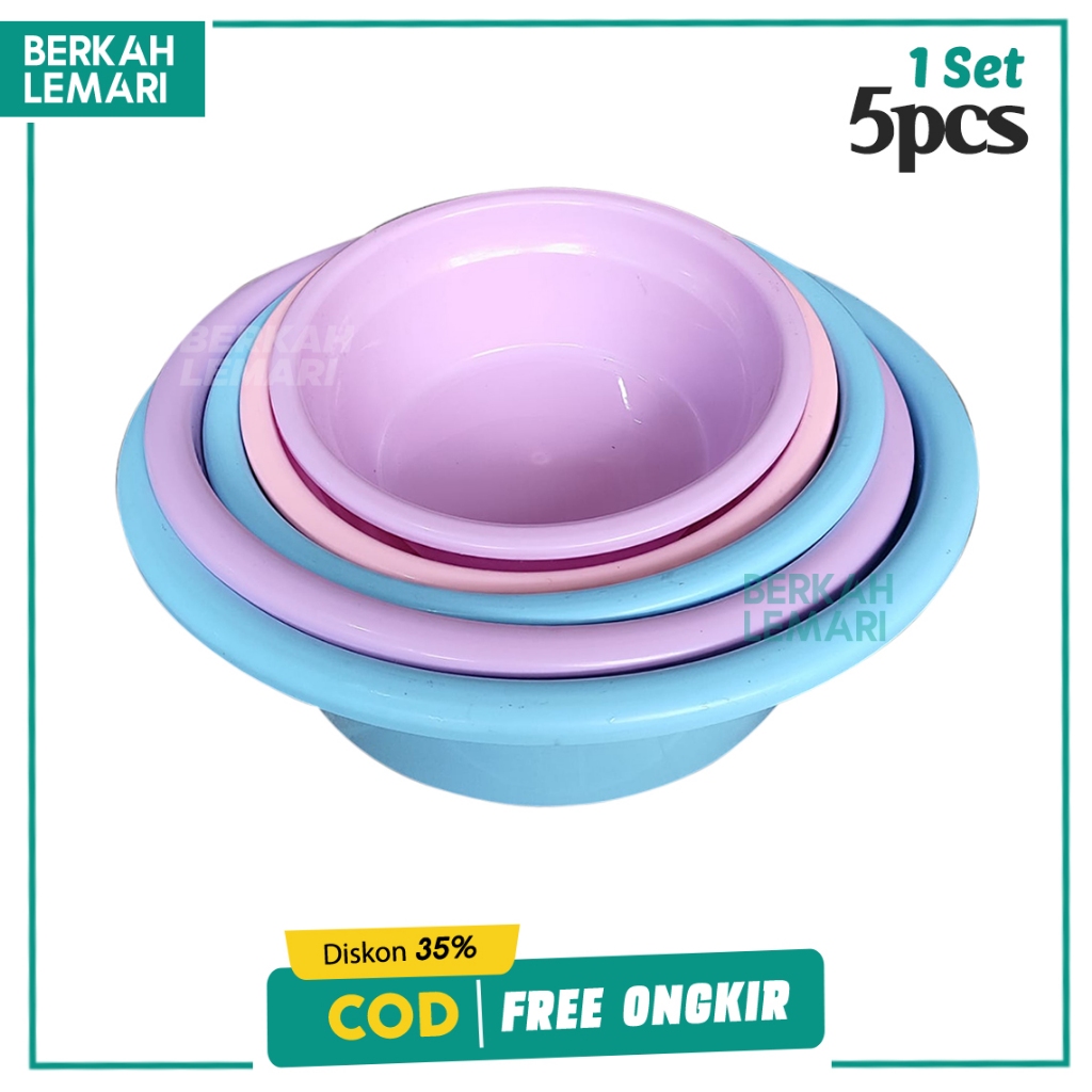 [1 SET] Baskom Plastik Murah Serbaguna BPA FREE Warna Pastel Estetik | Kotak Penyimpanan Murah Stora