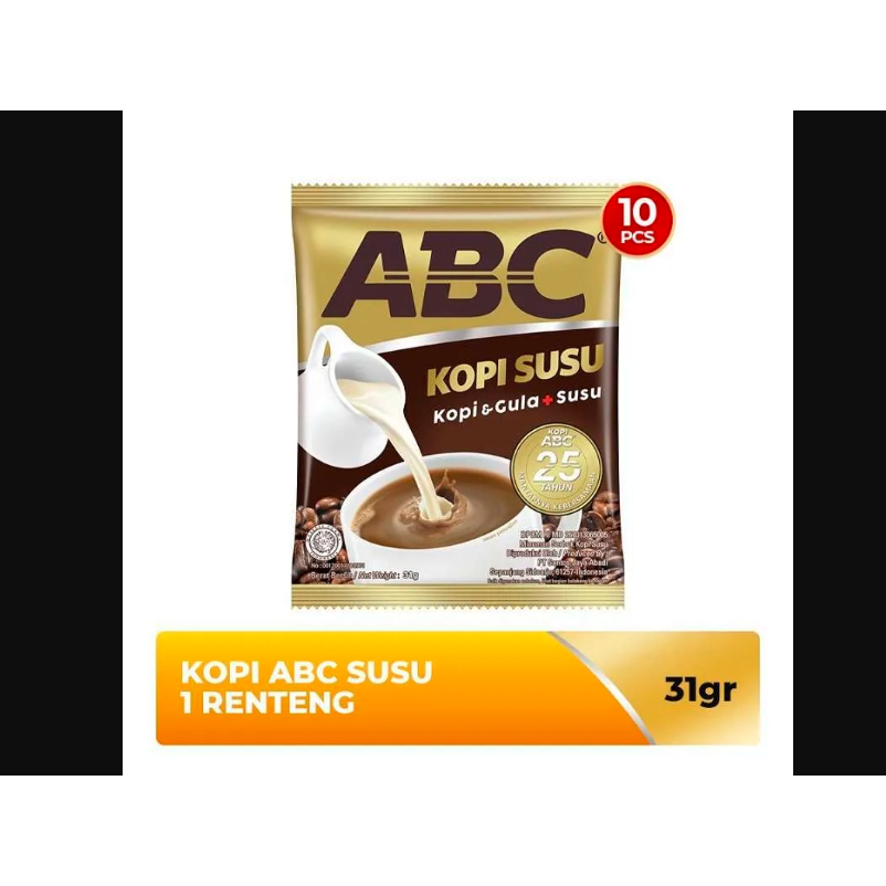kopi abc susu 10 x 31gr renceng, kopi abc 1 renceng