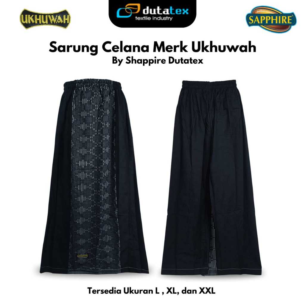 Sarung celana instan dewasa merk Ukhuwah hitam tumpal harga terjangkau kualitas bagus ukuran L - XXL
