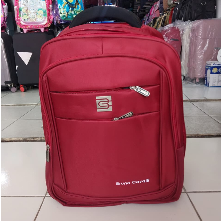 Bruno Cavalli Jumbo Tas Ransel Laptop Bisa Diperbesar Backpack Pria Original Kanvas - Red