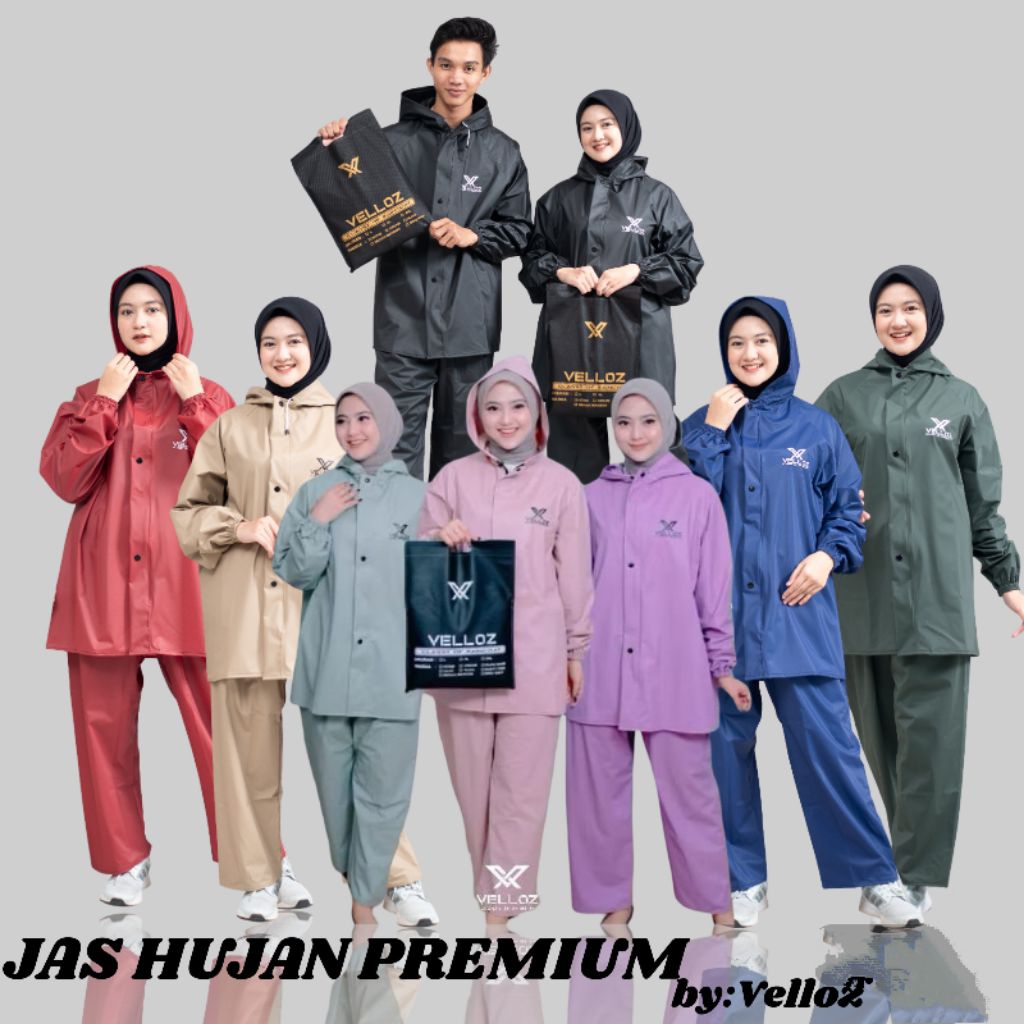 TERLARIS Jas Hujan, Raincoat Mantel Terbaik Pria dan Wanita by VELLOZ Bahan PVC Tebal Elastis dan An