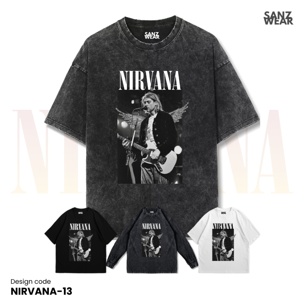 SANZ kaos NIRVANA | stonewashed washed t-shirt | black white longsleeve | NIRVANA-13