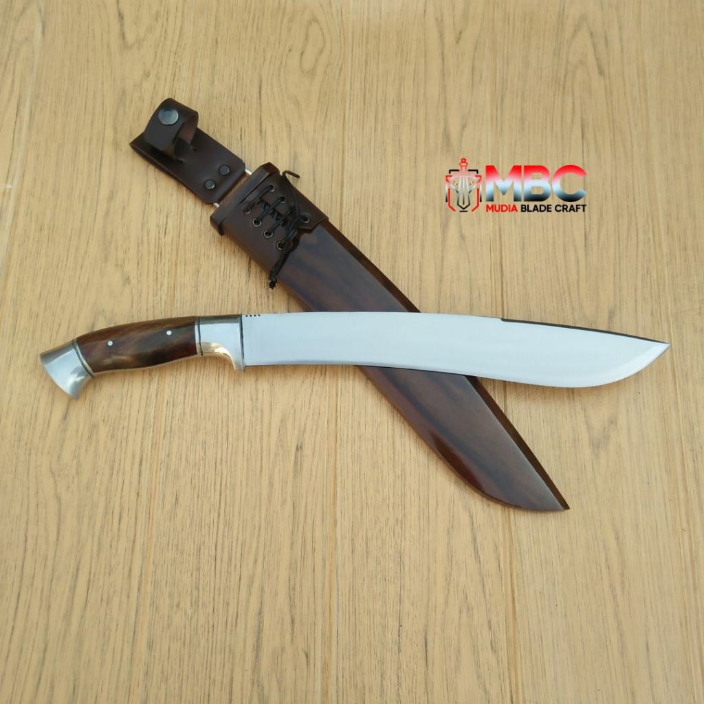 Pisau Tebas Kukri/Bungkuk Udang Baja Full Tang Senokeling