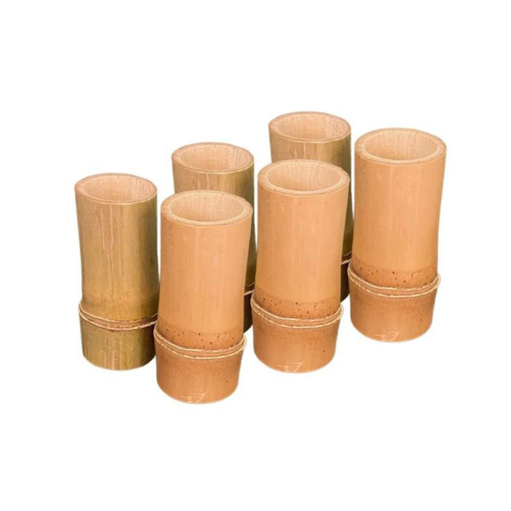 cup bambu natural potongan bambu per 6 buah cup siap pakai