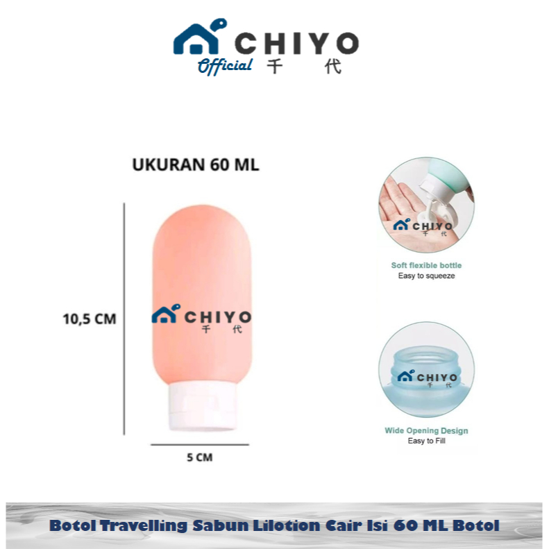 Botol Travelling Sabun Lilotion Cair Isi 60 ML Botol Refil Shampoo Botol Refil Sabun Cair Travel / B