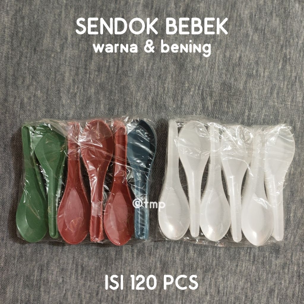 sendok bebek warna / sendok bebek bening / sendok bebek warna dan bening isi 120 pcs