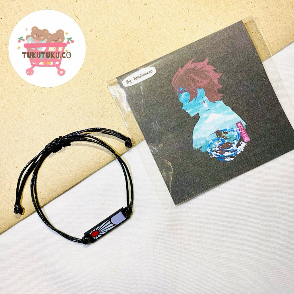 Gelang Anime Demon Slayer / Gelang Demon Slayer Model Anting Tanjiro Tali Waterproof Serut / Gelang 