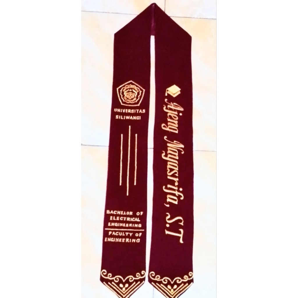 Jlterang Selempang Wisuda Hias Custom Bordir Maroon