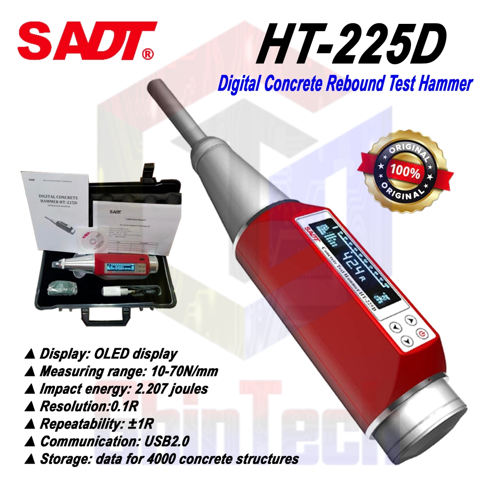 DIGITAL CONCRETE HAMMER TEST BETON SADT HT225D HT-225D HT 225D ORIGINAL KUAT TEKAN BETON