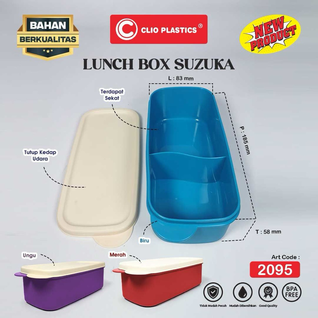 Lunch Box SUZUKA/Tempat Makan/ Tempat Bekal/ Ompreng , Tempat Makan dengan Sekat cocok untuk anak SE