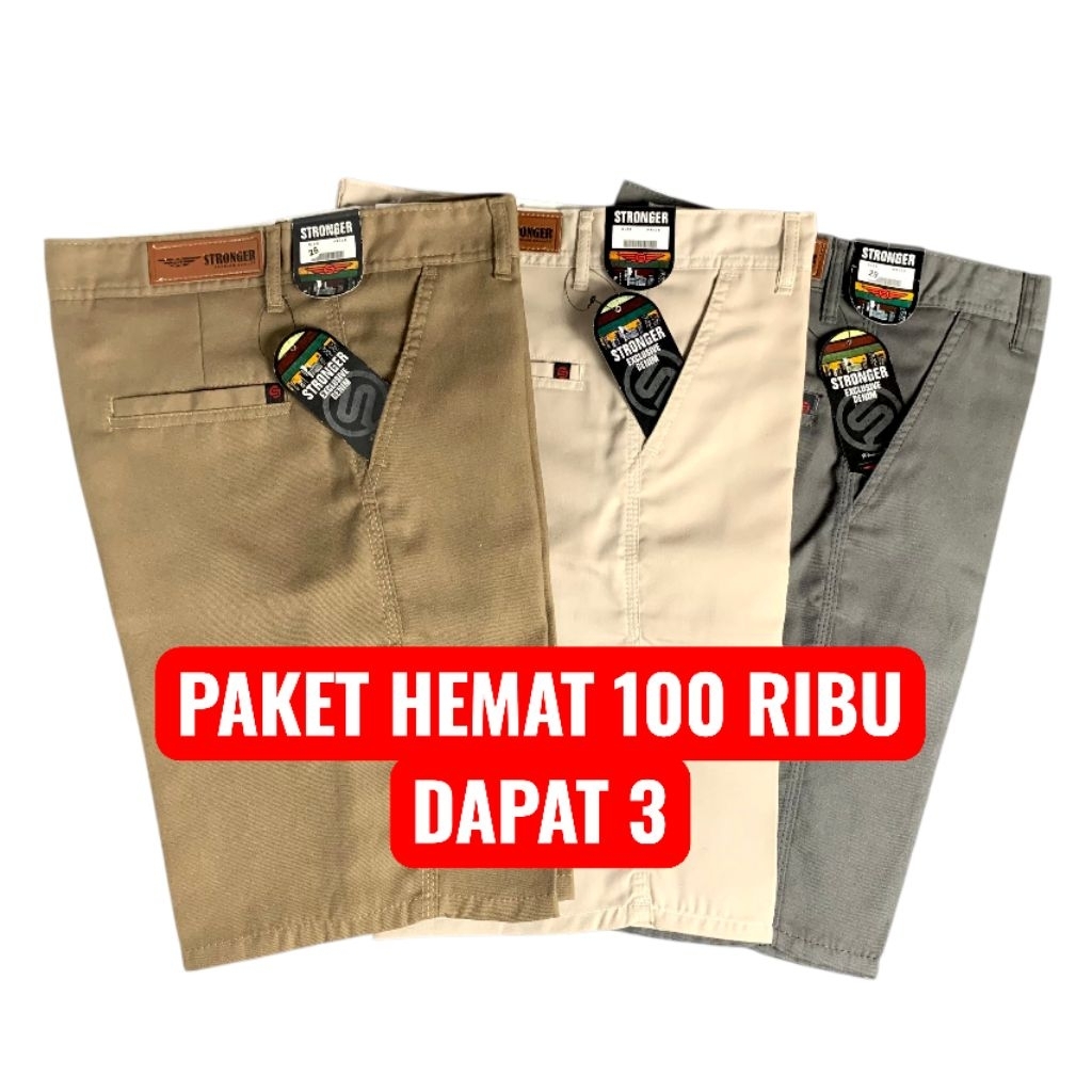 PROMO PAKET HEMAT CELANA PENDEK CHINOS 100 RIBU DAPAT 3