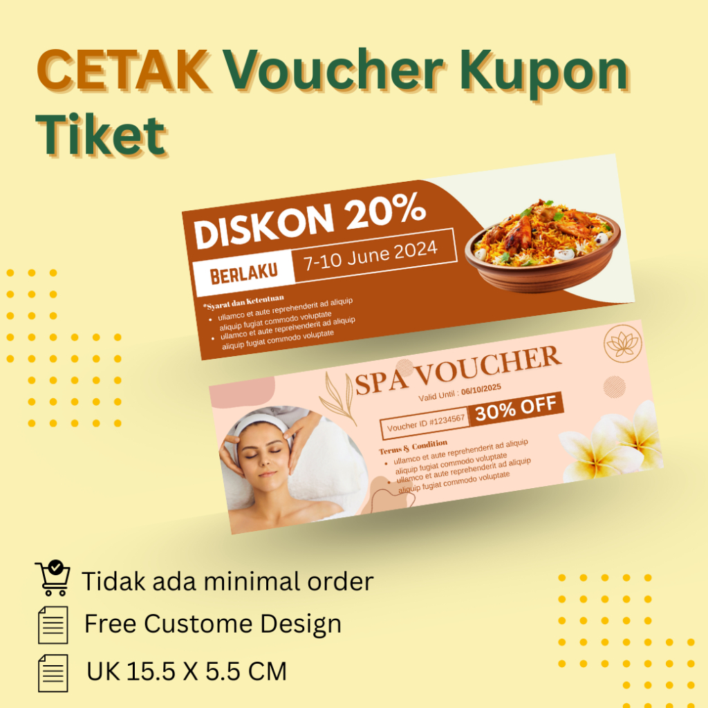 CETAK VOUCHER KUPON BELANJA FREE DESAIN  / VOUCHER GIFT / VOUCHER DISKON