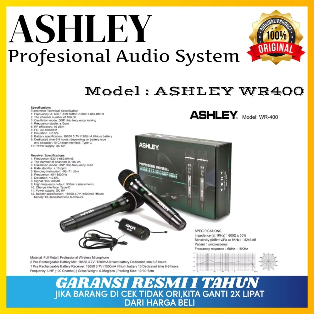 Mic Wireless Ashley Wr400 Original