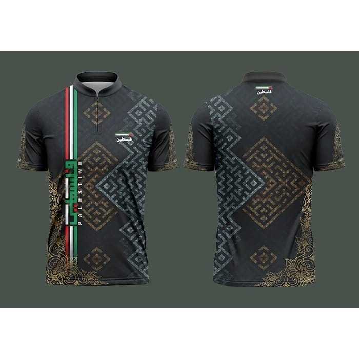 KOKO MUSLIM JERSEY FULL PRINTING HIJAU KEREN PALESTINA LENGAN PENDEK