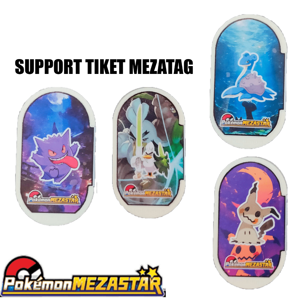 Pokemon Mezastar Mezatag Support Ticket – Gengar Lapras Sirfetch’d Mimikyu