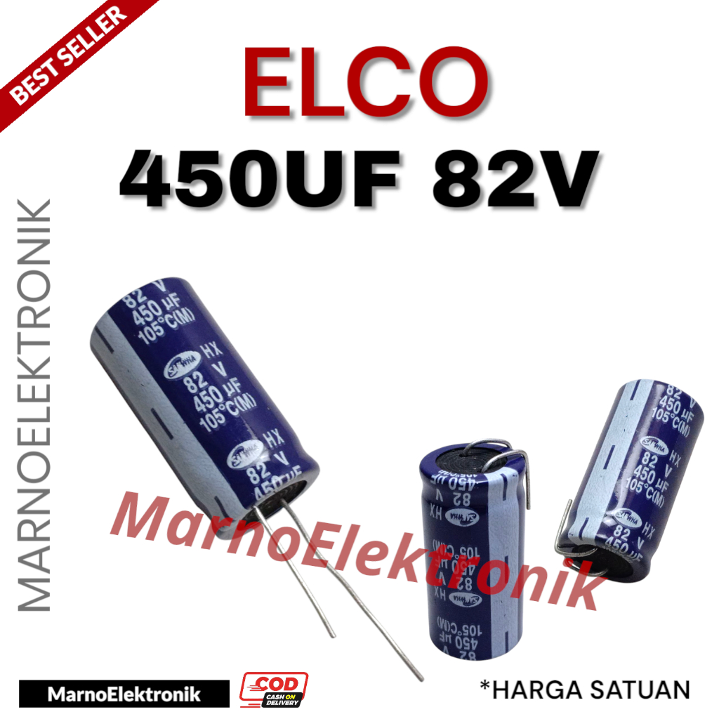 CAPASITOR ELCO 450UF 82V 450 UF 82 V KAPASITOR ELKO ASLI ORI ORIGINAL