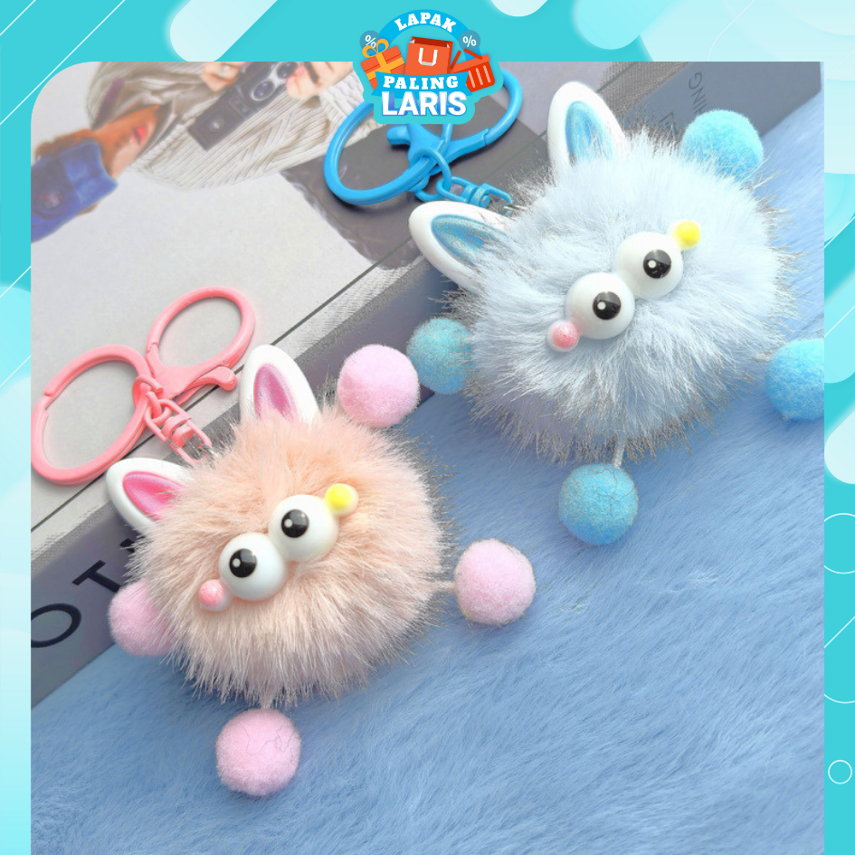 LPL Gantungan Tas Boneka Lucu Gantungan Little Monster Kawai Boneka Bulu Halus Gantungan Kunci Bonek