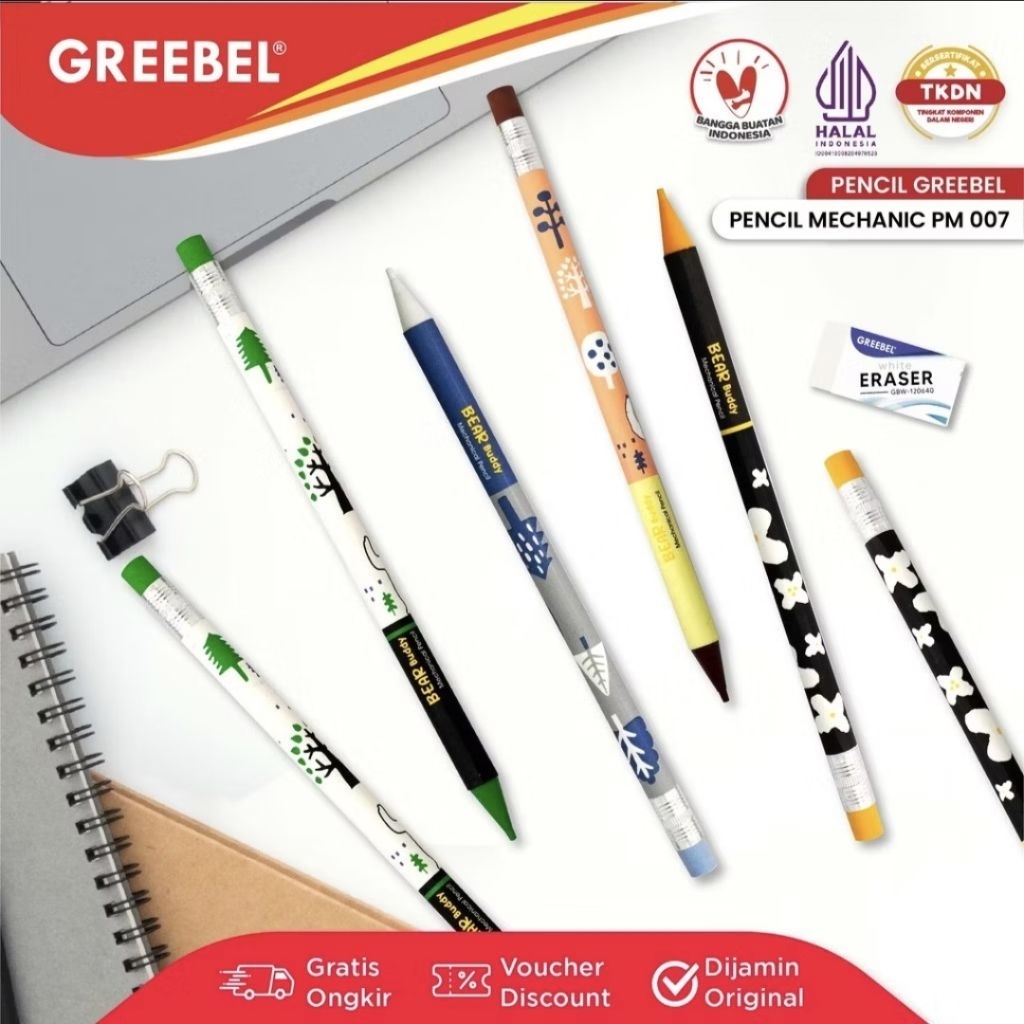 

Greebel Pencil Mechanic PM-007 Bear Buddy (satuan) / Pensil Mekanik Motif Bear Buddy Greebel (satuan)