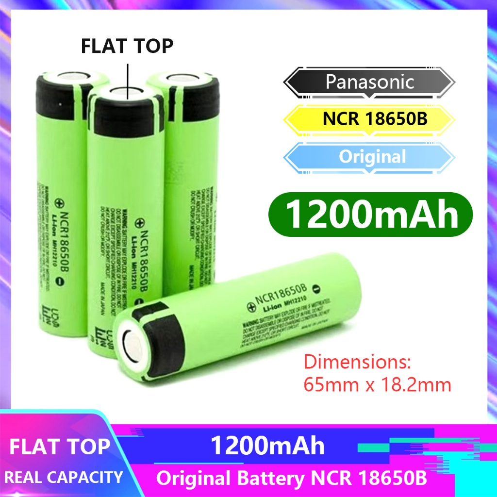 Baterai 18650 Panasonic 1200 mah Battery Lithium Li-ion NCR 18650B