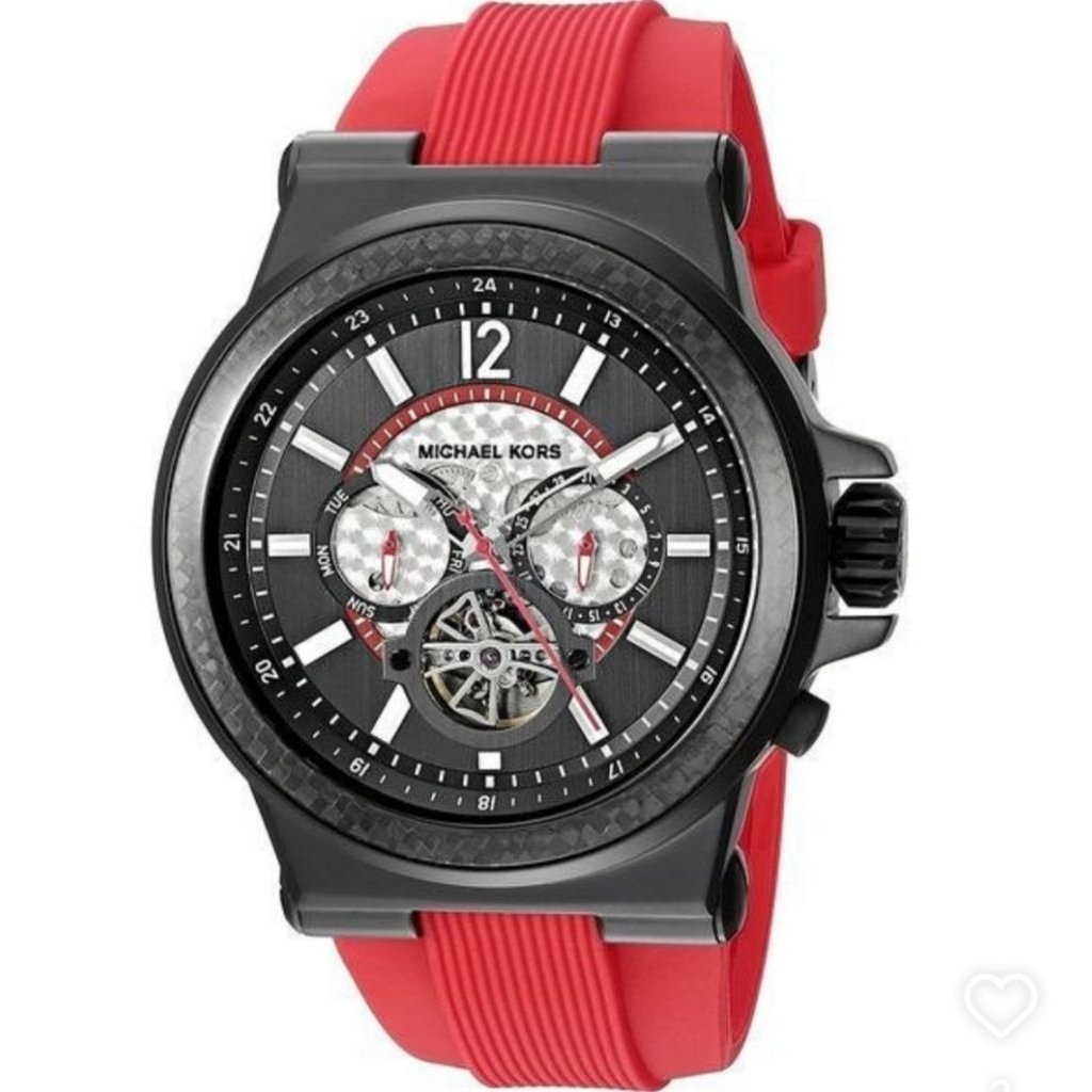 Jam Tangan Michael Kors MK9020 Automatic with Manual Winding Water Resistant Red Black