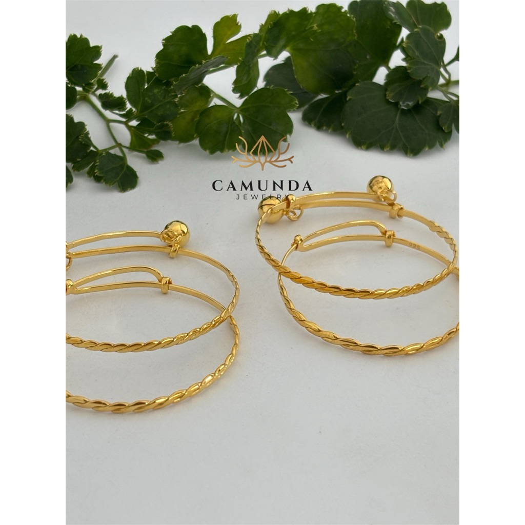 gelang bayi perak lapis emas motif kepang