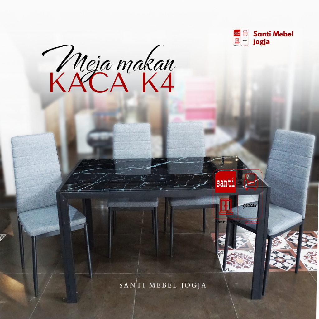 Meja Makan Minimalis Kaca Hitam/Putih 002