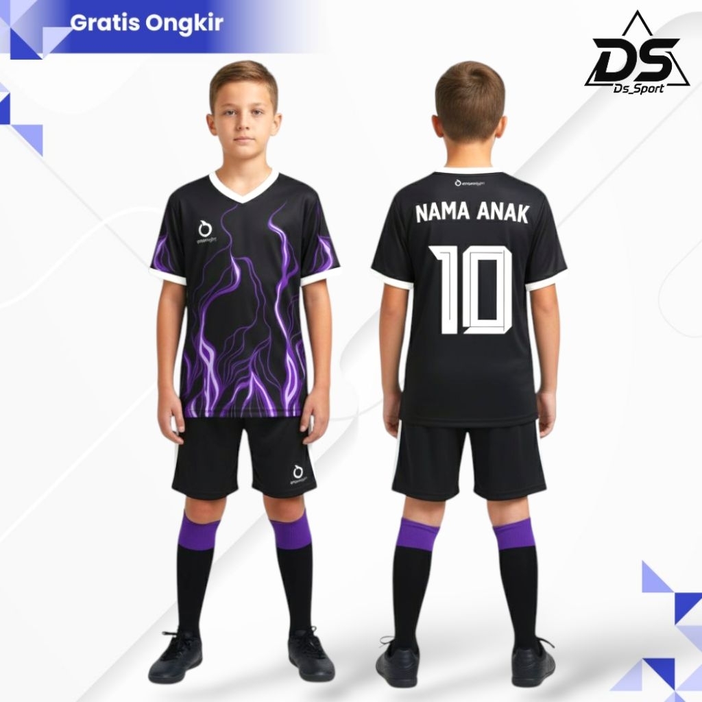 Ortuseight Setelan Jersey Bola Anak Usia 5-14 Thn Sablon Nama+Nomor Bahan Dry-Fit Baju Futsal Anak