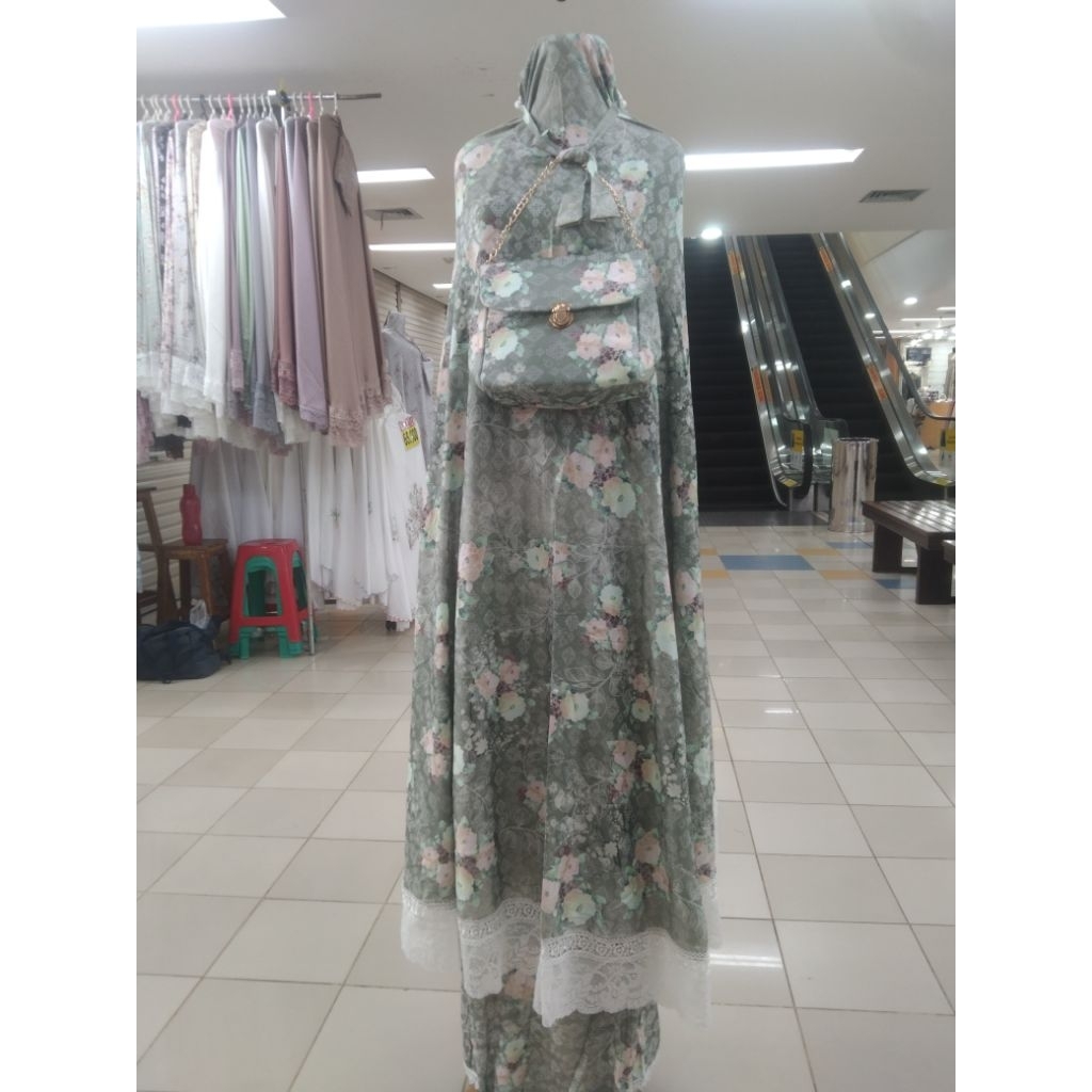 Mukena Motif Armani silky tas dompet premium