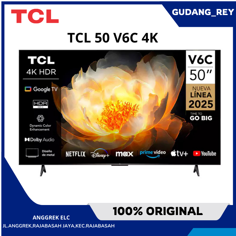 TCL AI 4K Google TV 50 inch V6C - MEMC - HDR 10 - HVA Panel - Dolby Audio - Google Play/Netflix/Yout