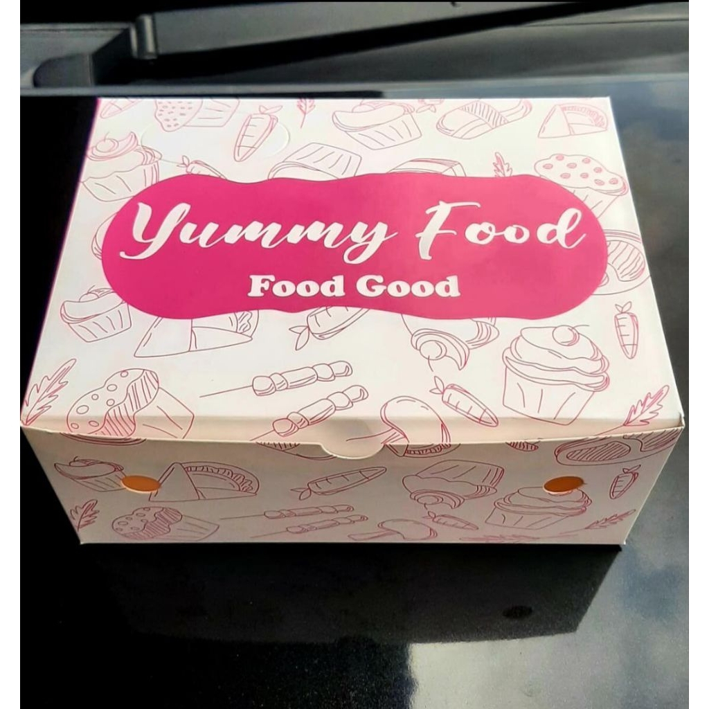 isi 50 dus snack box ivory pink premium / dus kue ukuran 12x12 12x14 12x16