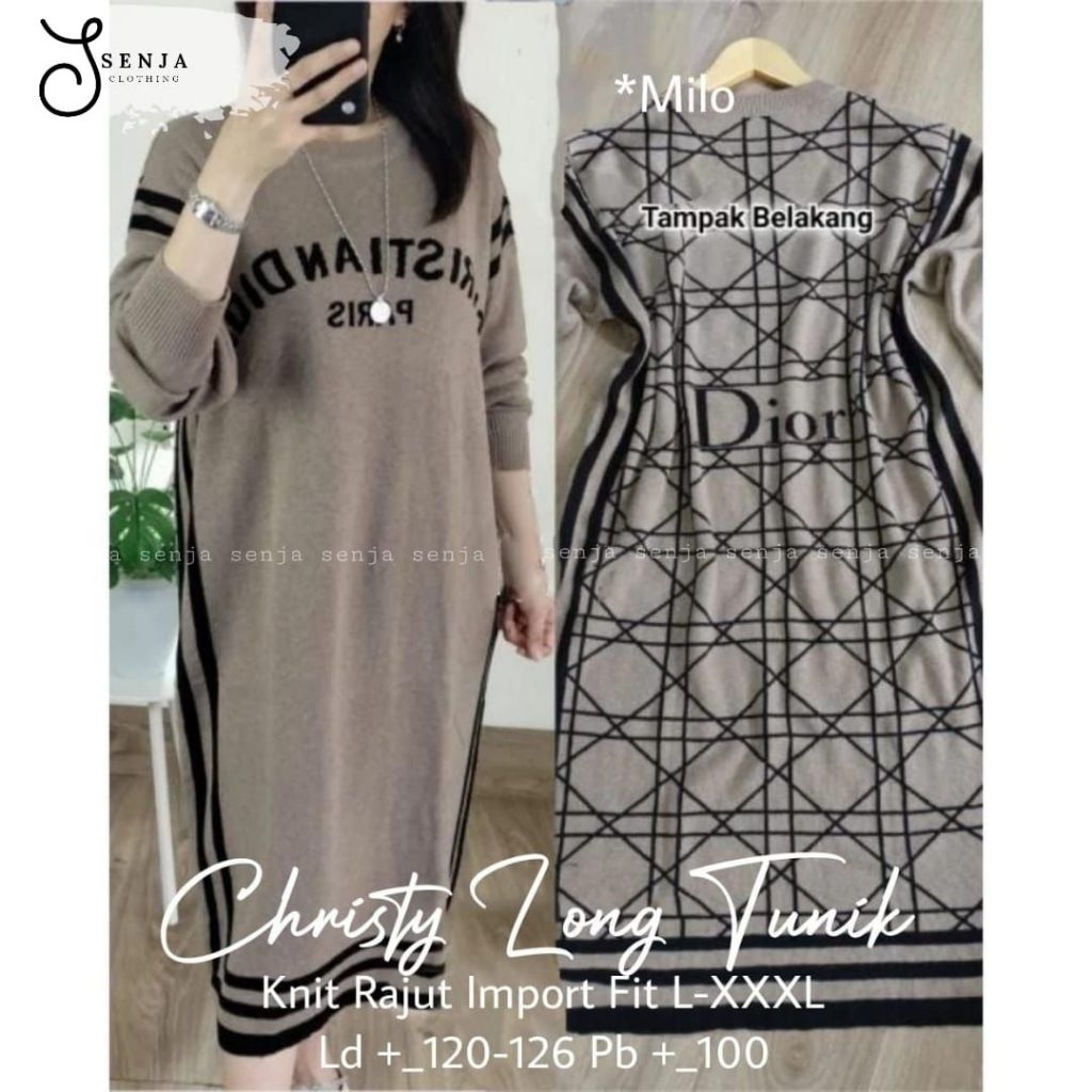 CHRISTY long tunik | Knit Rajut | ld -+ 120 | by SENJA | Rajut wanita lengan panjang oversize