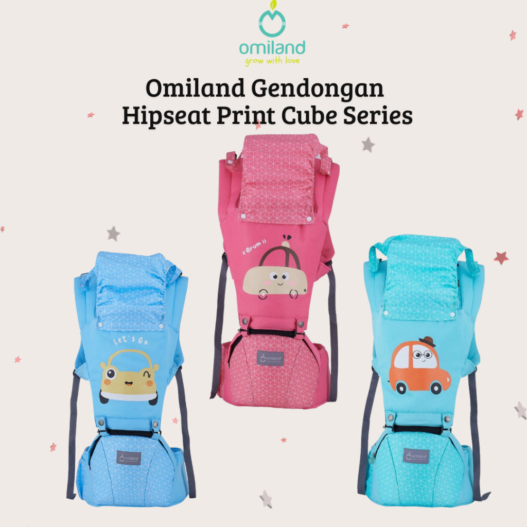 Omiland Gendongan  Hipseat Print Cube Series - PINK