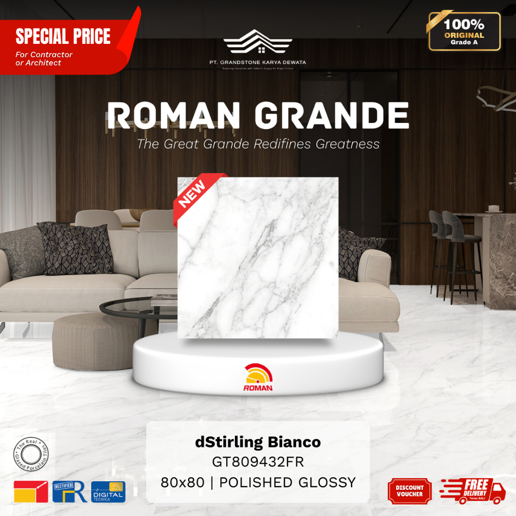 ROMAN GRANDE GT809432FR dStirling Bianco 80x80 [GRADE A]