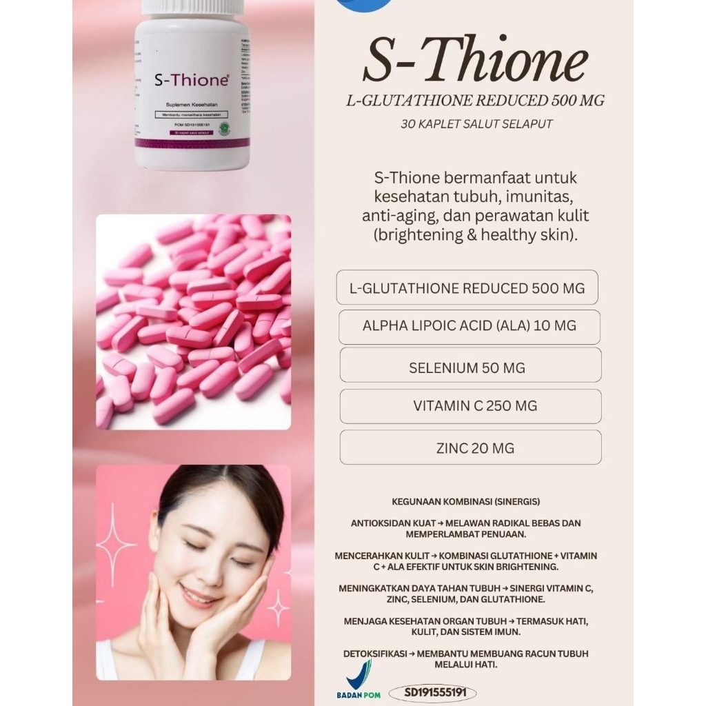 S THIONE L GLUTATHIONE 500 MG 30 BUTIR