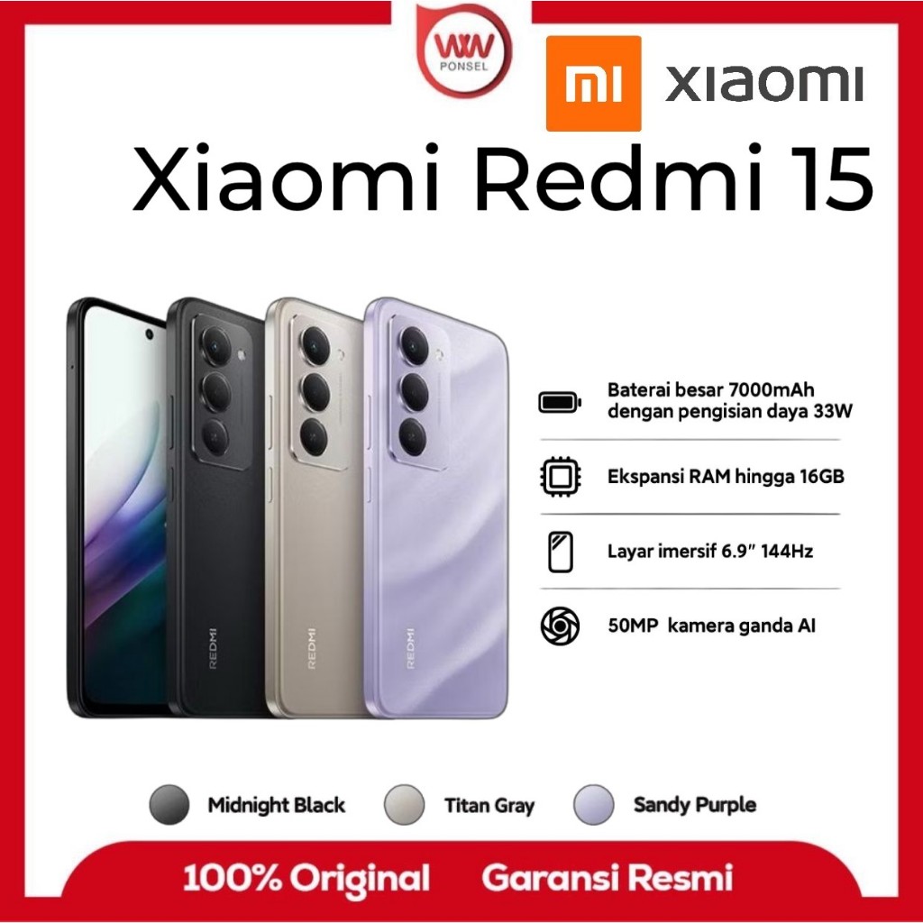 Hp Xiaomi Redmi 15 Ram 8GB Internal 256GB Garansi Resmi