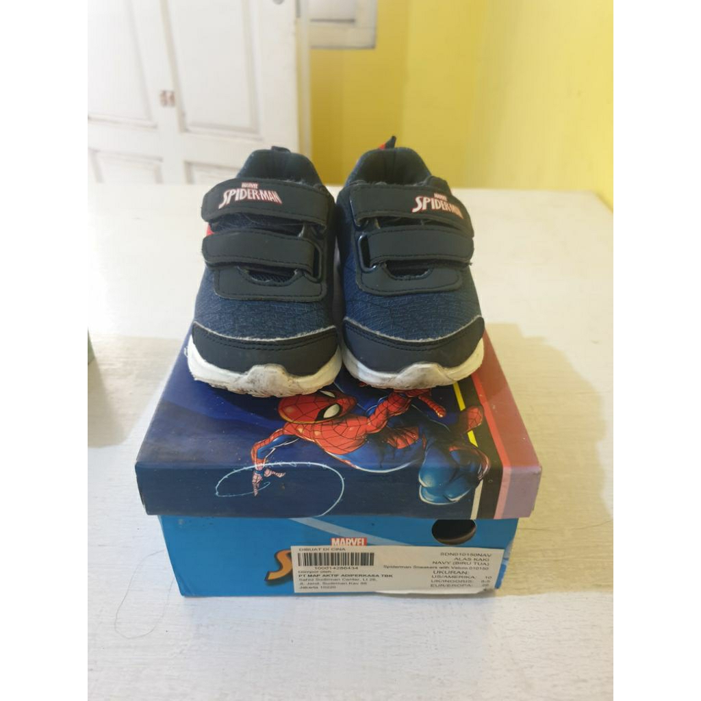 (SECOND) Sepatu Marvel Spiderman Biru Tua