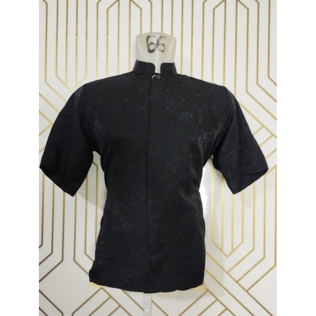 Baju Koko Pria Lengan Pendek Hasgradini Jaguar Hitam / Baju Muslim Pria Lengan Pendek