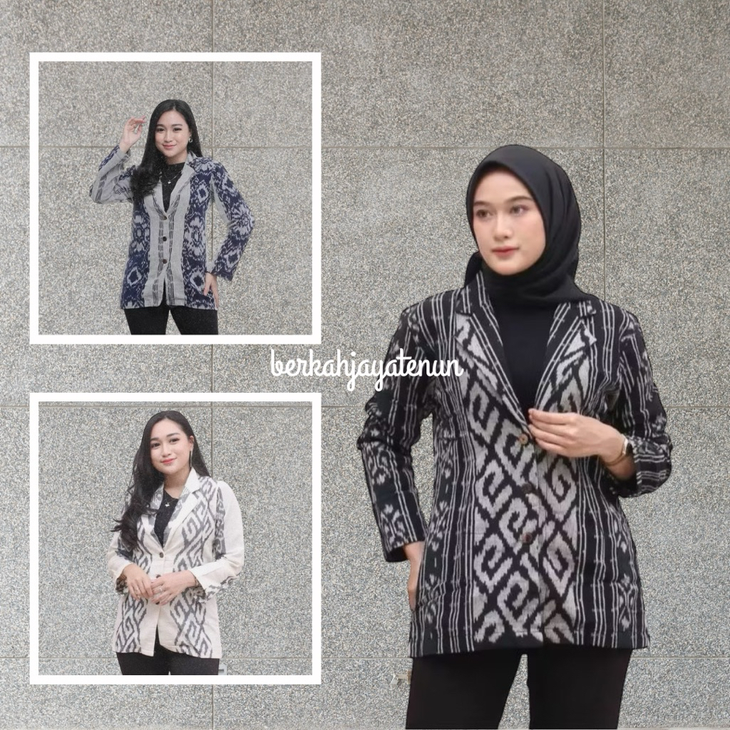 Ready Baju Kerja Kantor Tenun/Outer Tenun/Blazer Kantor Tenun/Atasan Wanita Terbaru