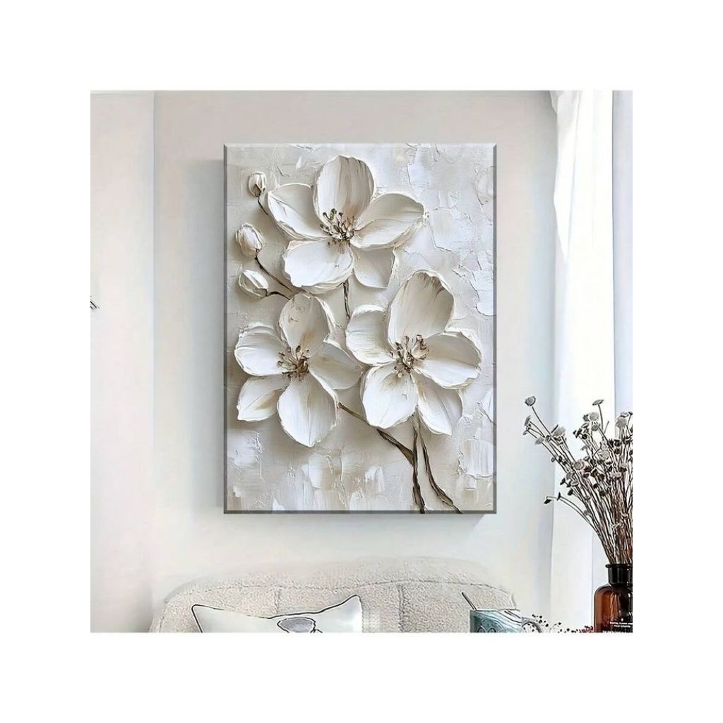 Lukisan hiasan dinding bunga Mawar tekstur tebal