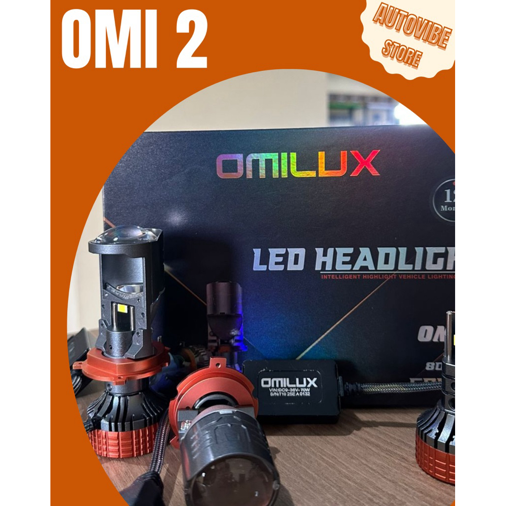 Lampu Utam Mobil Motor Biled OMI 2- H4 Mini Biled Projector |  Headlamp OMILUX Sepasang Original Ter