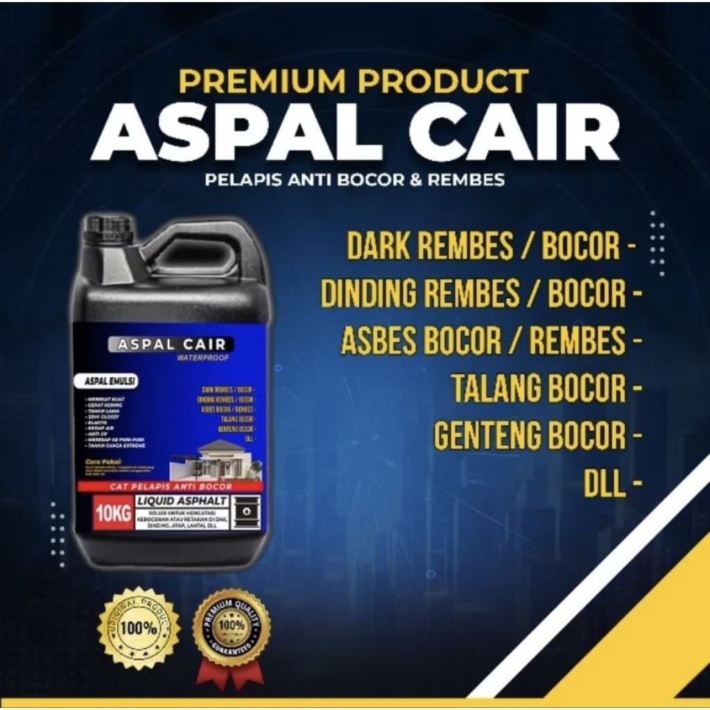Aspal cair 10 kg (gratis kuas & sarung tangan)