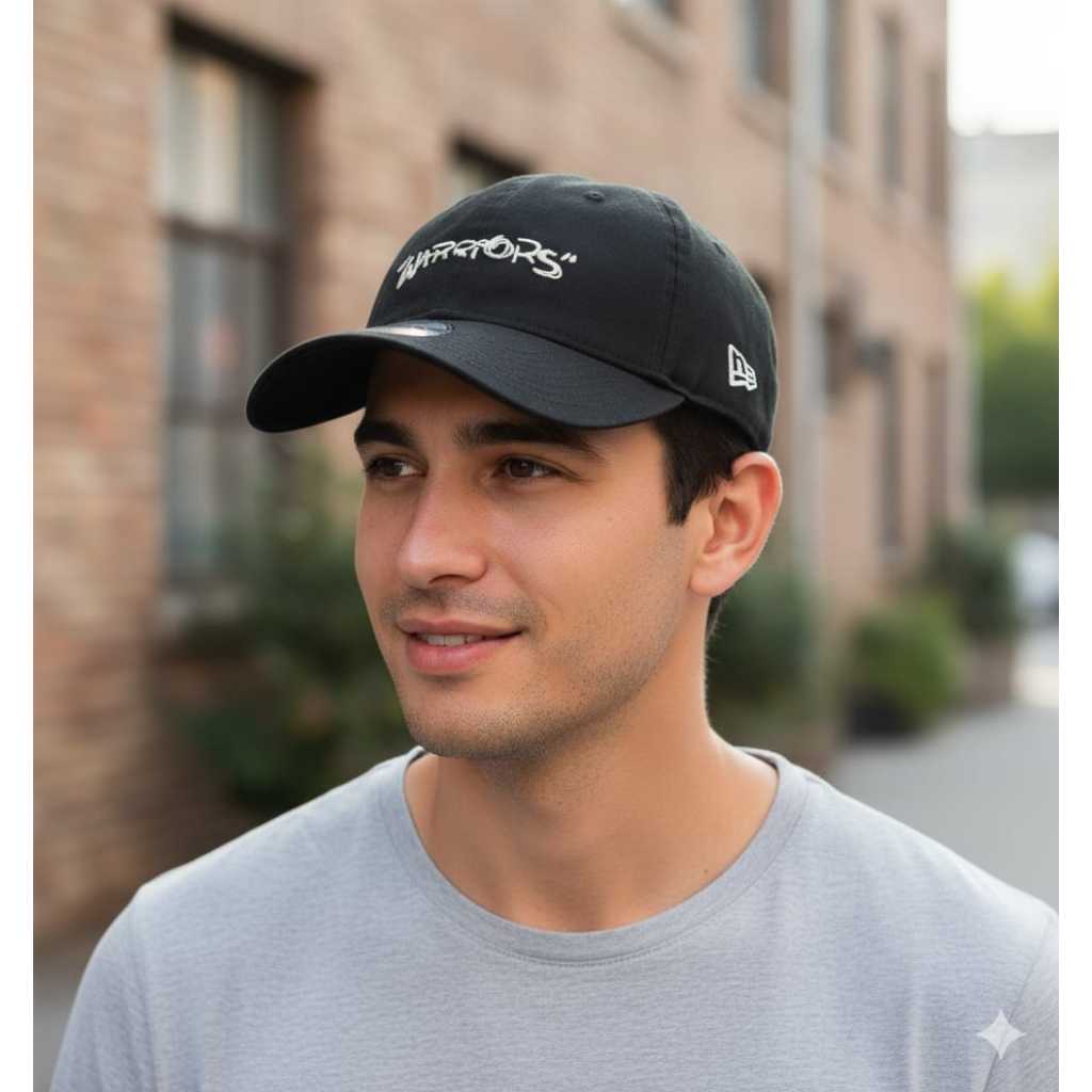 Topi Unisex New Era Golden State Warriors League Scribble Black 9Forty Cap Original