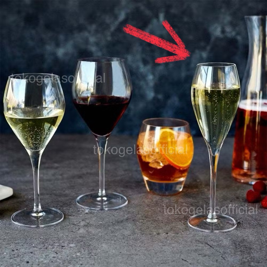 Nadir Gelas Champagne Flute 220 ml - Gelas Kaki Elegan Sampanye - Gelas Flute Kaca - Gelas Souvenir