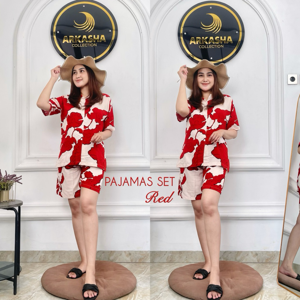 PAJAMAS SET - oneset rayon premium grade A by Arkasha Collection setelan wanita lengan pendek bahan 