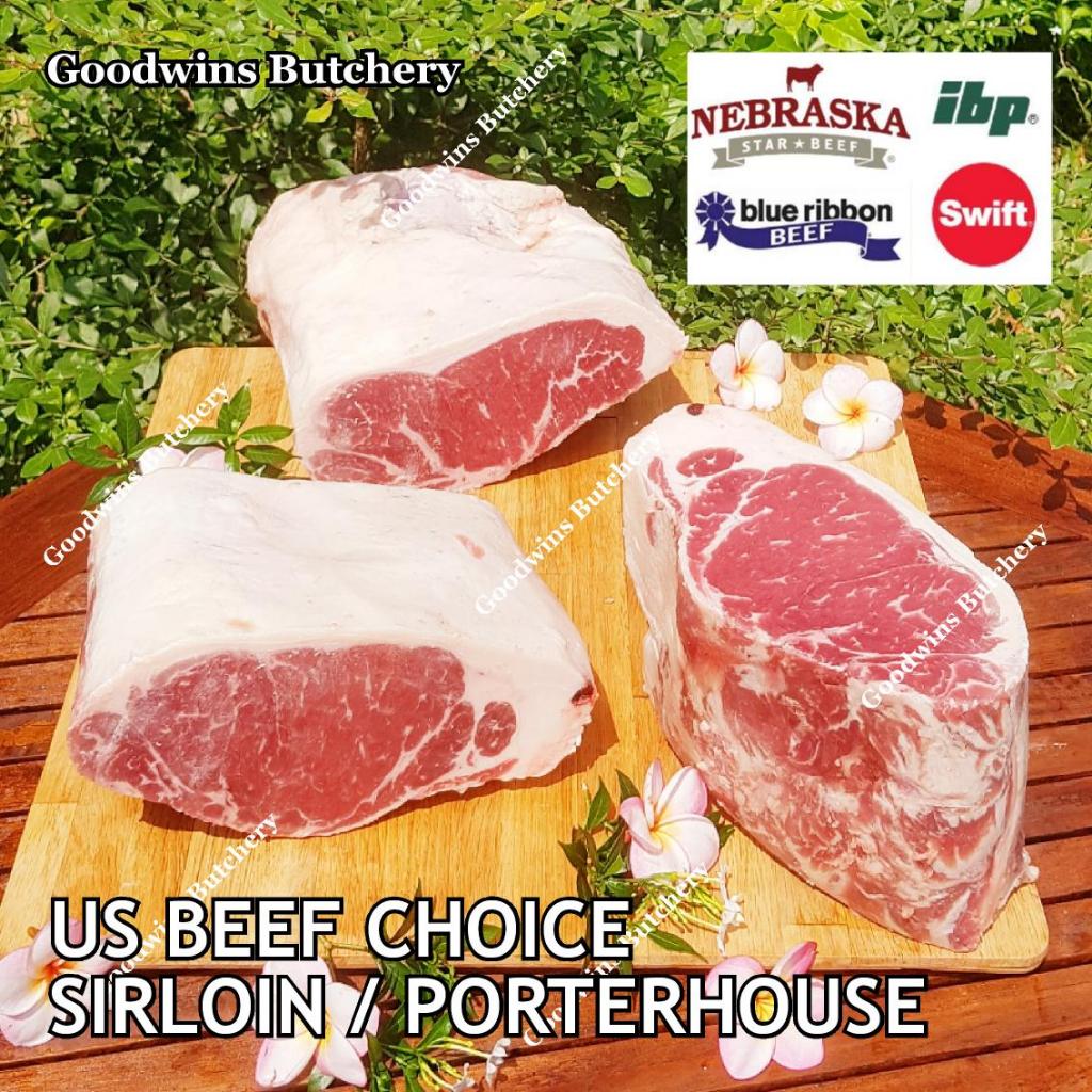 

Beef SIRLOIN US CHOICE small roast cuts 1.8kg USDA Swift IBP BlueRibbon Nebraska daging sapi has luar Striploin New York strip frozen