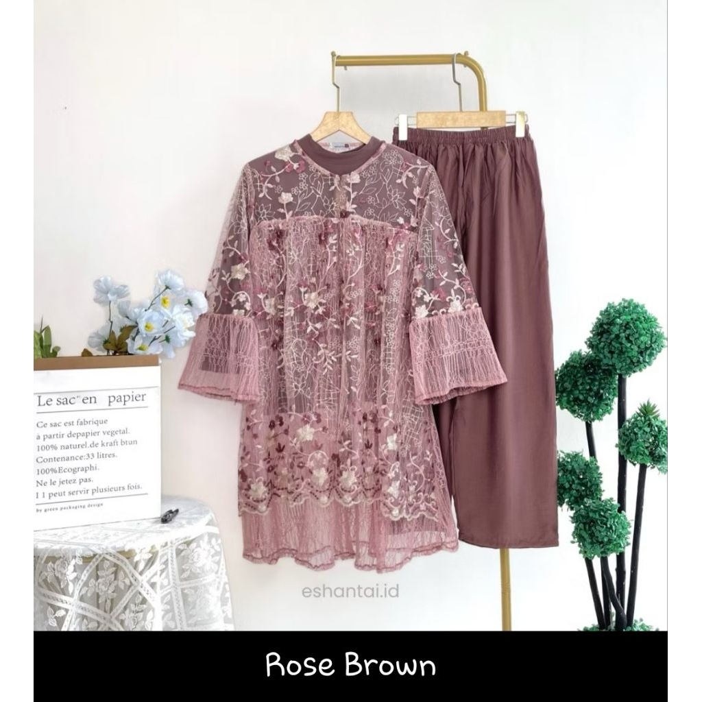 NEW Hanami Set LD 120 dan 140 TANPA INNER JUMBO Brokat Chantily Mewah | Setelan  Big Size XL–5XL   +