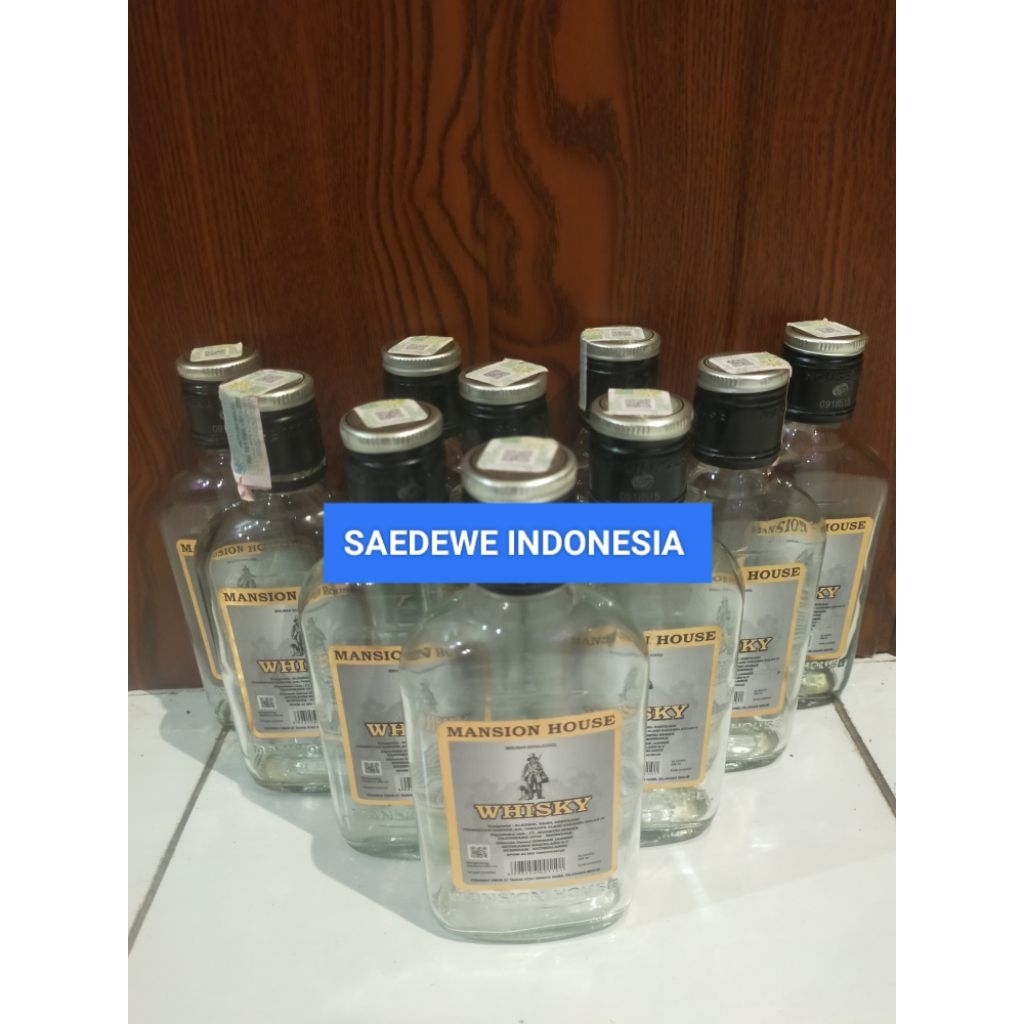 BOTOL KOSONG MANSION HOUSE BEKAS MINUMAN KACA TEBAL KAPASITAS 250ML KOLEKSI BOTOL KERAJINAN TANGAN