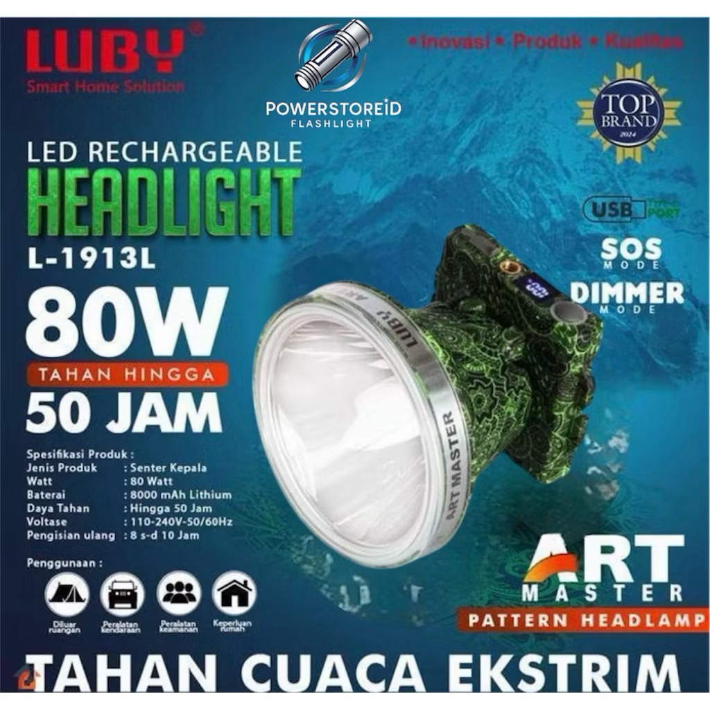 SENTER KEPALA LUBY L1913 80W ,SENTER HEAD LUBY 80WATT L 1913 ,HEAD LIGHT LUBY 1913 80W ,SENTER LUBY 