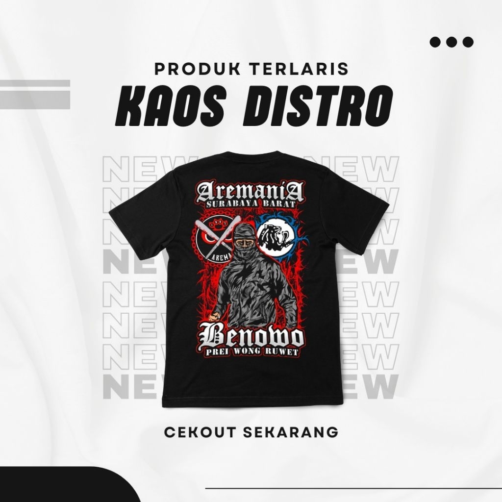 KAOS SUPORTER AREMANIA SURABAYA BARAT hitam dan putih lengan pendek (KAOS DISTRO) Premium