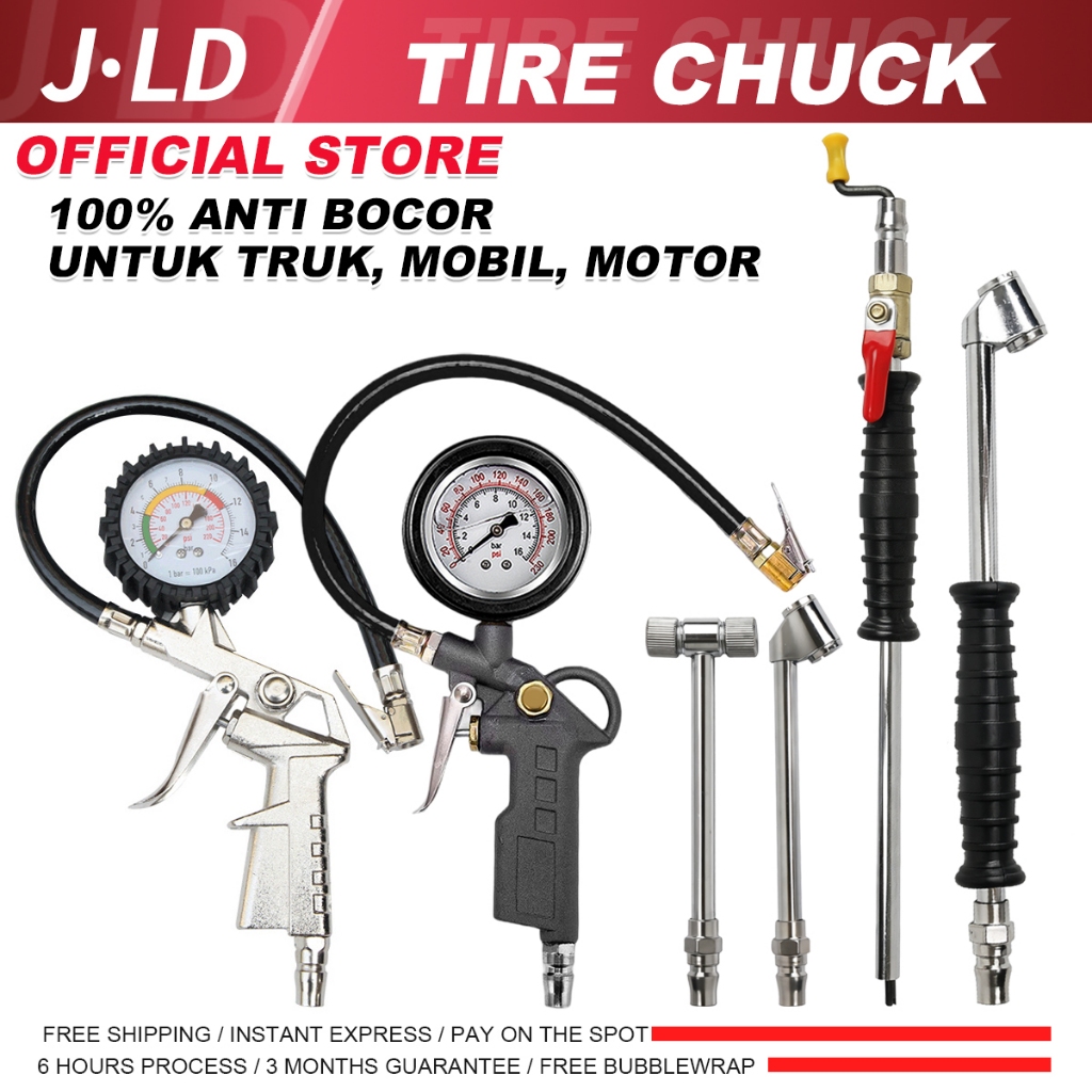 JLD Nozzle Inflator Ban Mobil T-type & Angled Type Air Chuck Dual Head untuk Isi Angin Ban Truk & Mo